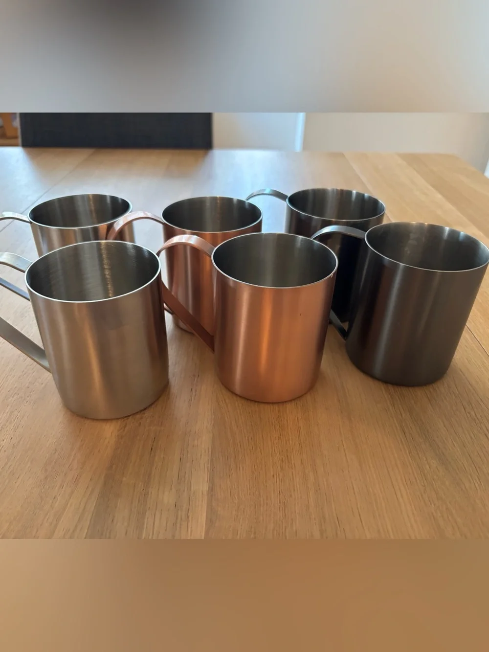 Crate & Barrel Stainless Steel Moscow Mule Mugs - Set of 6